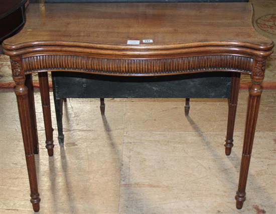 George III mahogany serpentine fronted folding card table